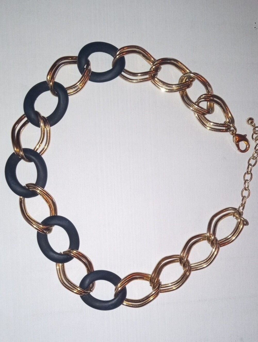 Gold and Black Link Necklace with Matching Hoop Earrings - Picture 5 of 7